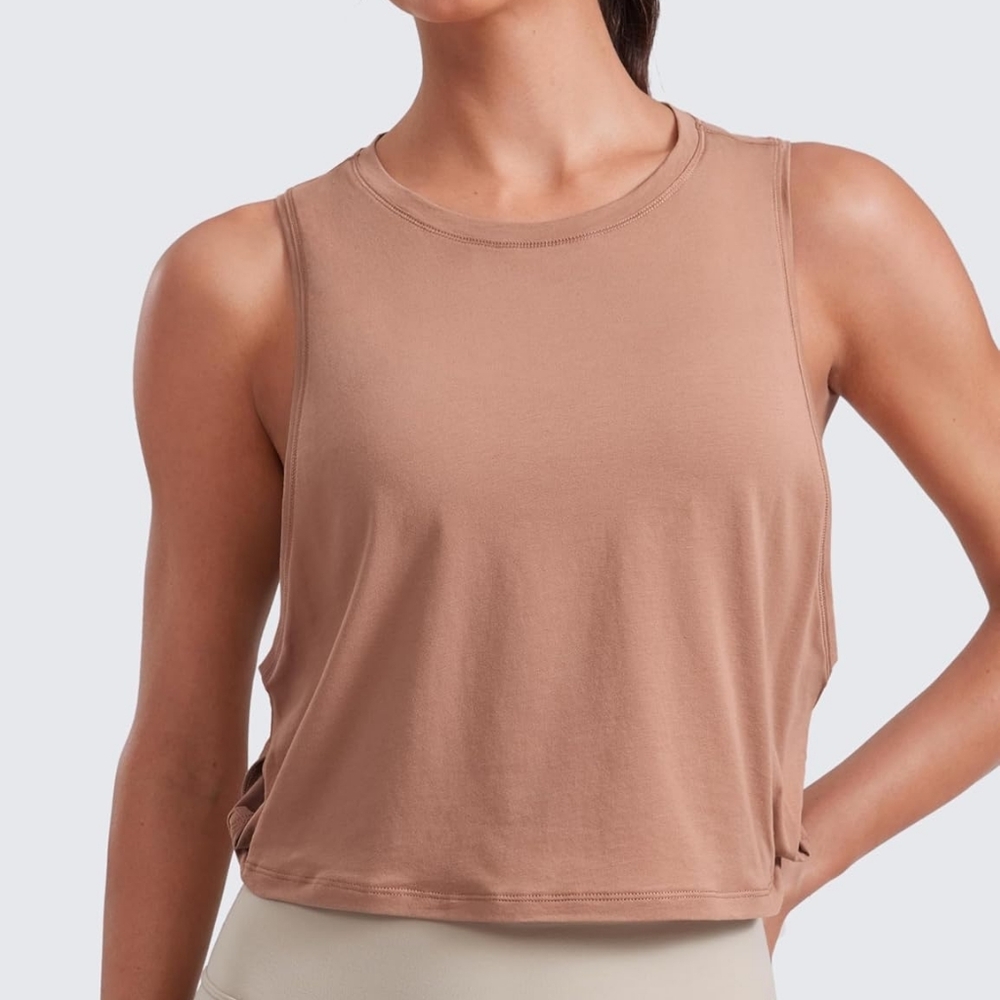 CRZ YOGA Pima Cotton Cropped Workout Tank Tops Women Medium - Picture 3 of 9
